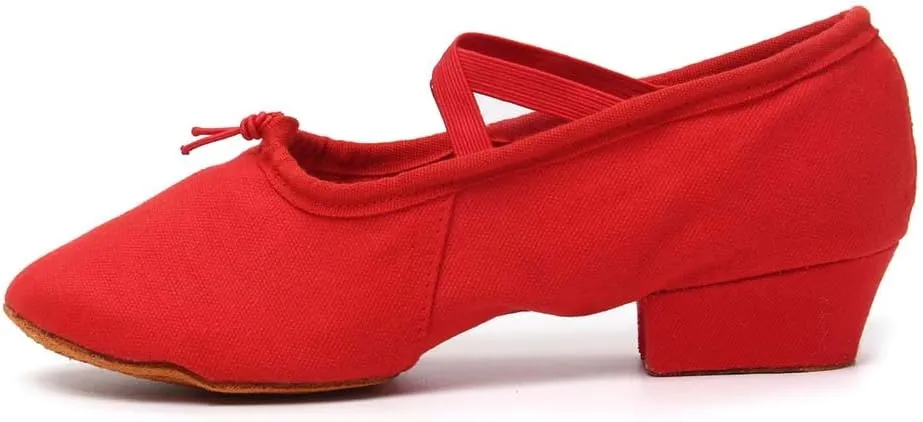 TINRYMX Women Canvas Latin Dance Shoes Ballroom Character Teacher Shoes