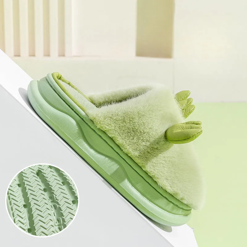 Wholesale cute winter warm non-slip confinement shoes indoor couple fur slippers