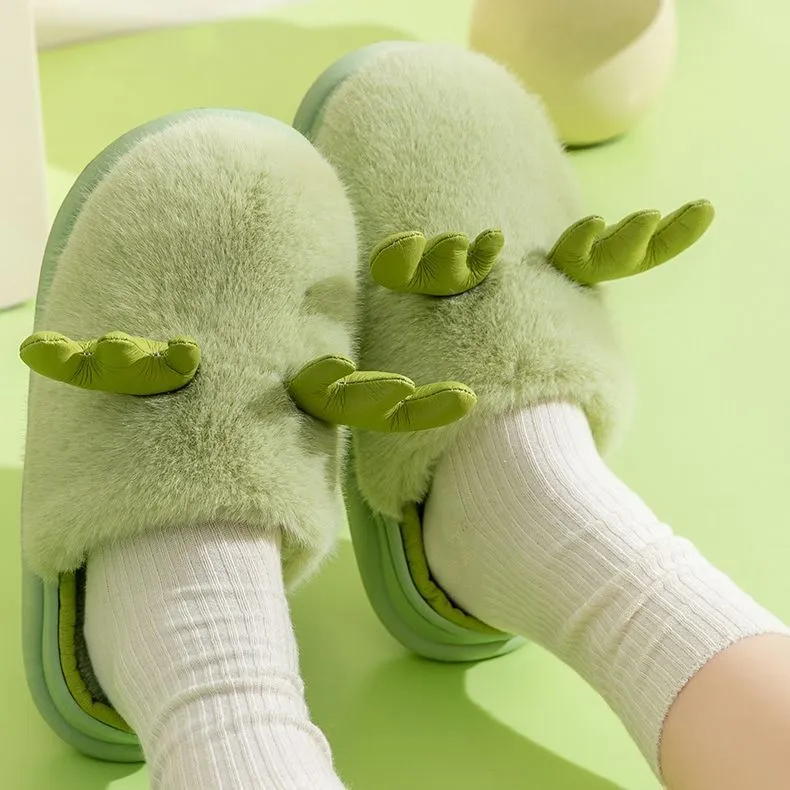 Wholesale cute winter warm non-slip confinement shoes indoor couple fur slippers