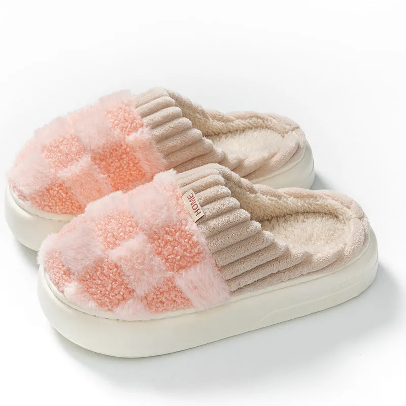 Wholesale Winter Indoor Warm Plus Fleece Couple Thick-soled Slippers