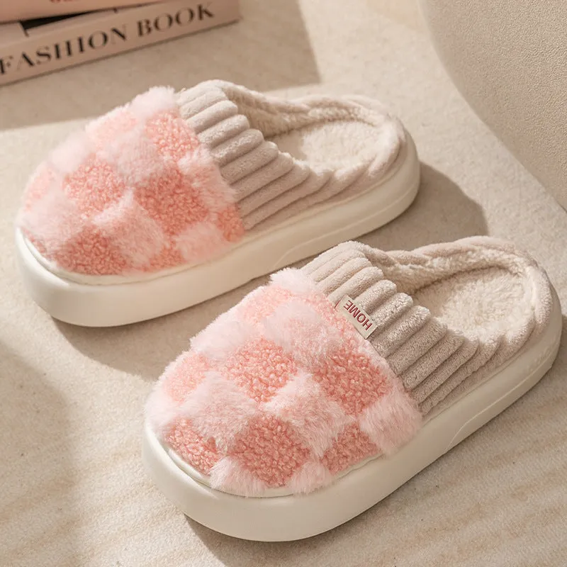 Wholesale Winter Indoor Warm Plus Fleece Couple Thick-soled Slippers