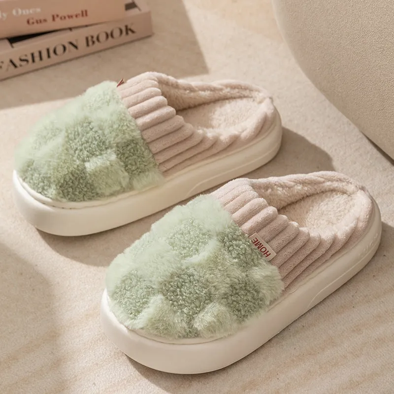 Wholesale Winter Indoor Warm Plus Fleece Couple Thick-soled Slippers
