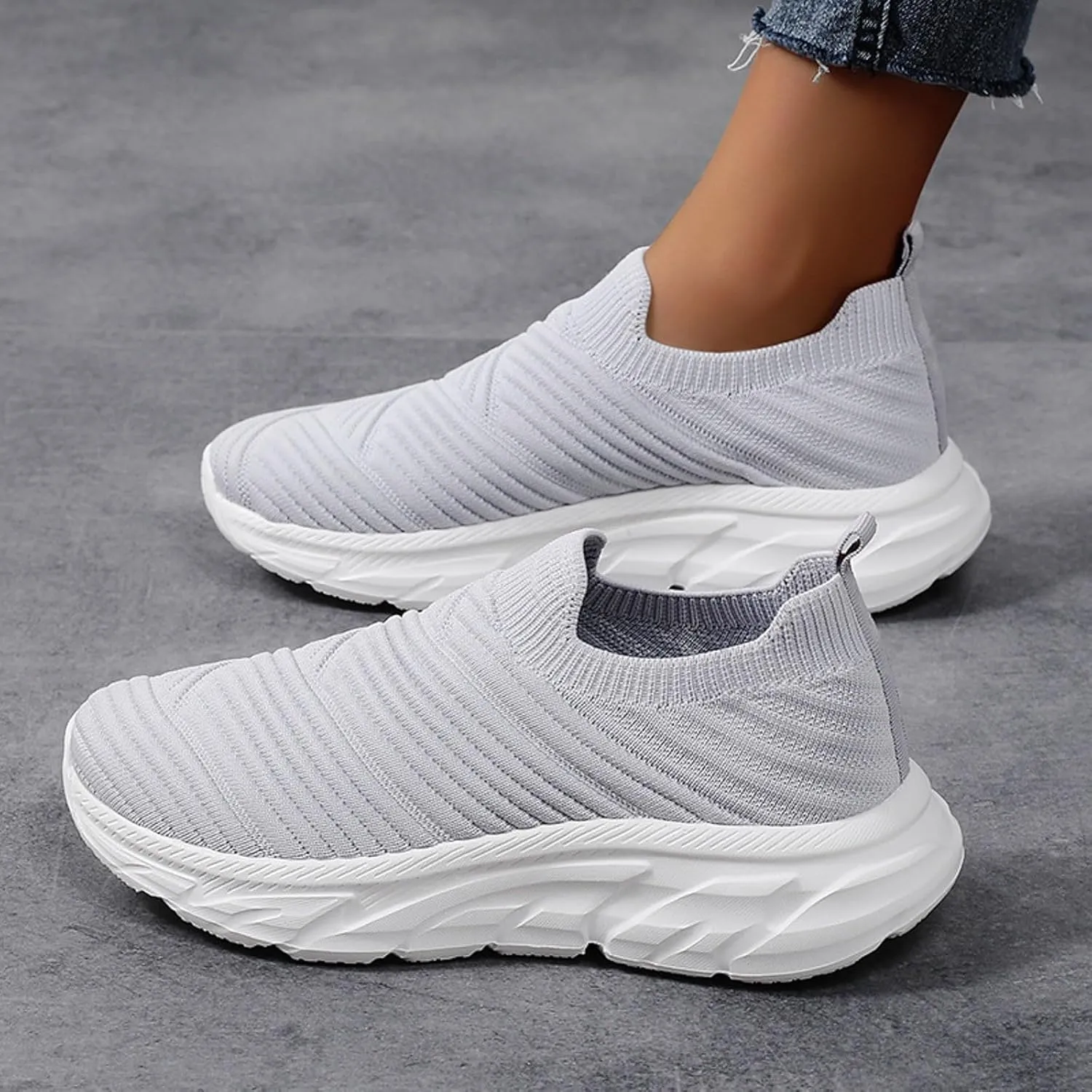 Womens Walking Shoes Mesh Sock Shoe Breathable Slip On Fashion Sneakers Comfortable Athletic Workout Tennis Running Sneakers Non Slip Sock Casual